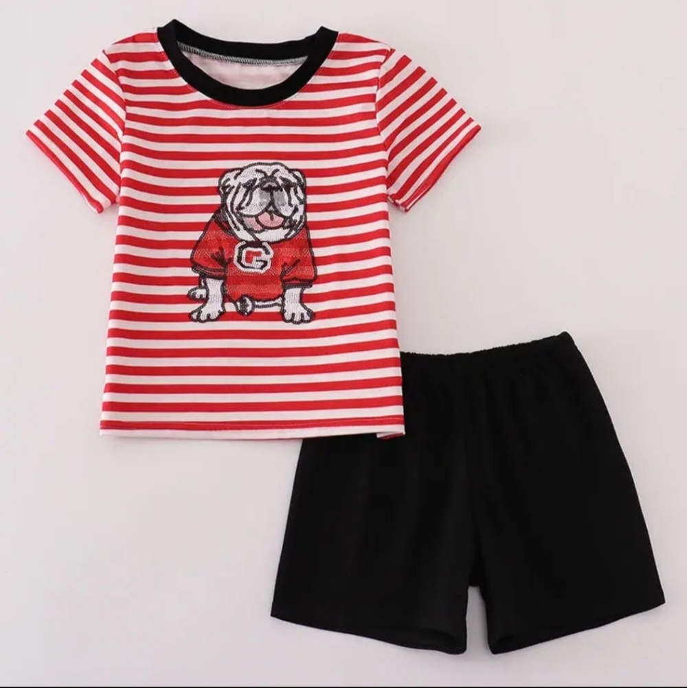 Ga Bulldog Sequin Striped Shorts Outfit Sz 3